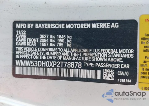 2023 Mini Hardtop Cooper S из США, поврежденный, VIN WMW53DH0XP2T78878